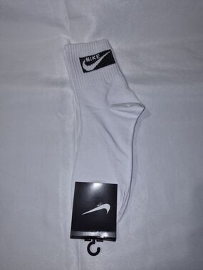 Nike White Crew Socks with Black Logo - Athletic Comfort